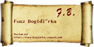 Fusz Boglárka névjegykártya